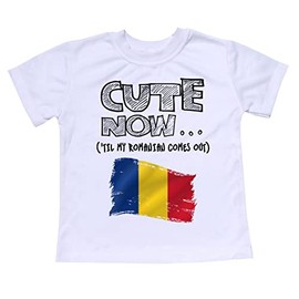 Cute Now Toddler Romania T-shirt 'Til My Romanian Comes Out Kids Shirt Top in White 2T-4T (3T)