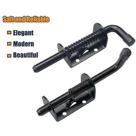 Litensh 2pcs 5 Inch Spring Loaded Latch Pin, 304 Stainless Steel Sliding Barrel Bolt Door Lock for Barn Garage Shed Cabinet Trailer Hardware Latch 128mm Black 128mm