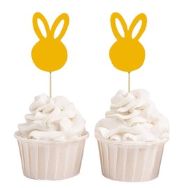 Darling Souvenir, Yellow Easter Bunny Rabbit Cupcake Toppers Dessert Decoration Cupcake Toppers - Pack Of 20