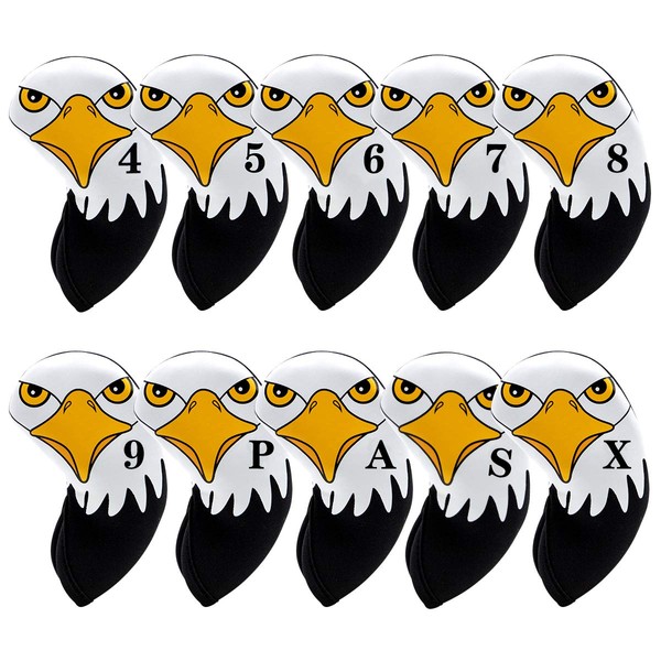 Golf Iron Cover,Golf Iron Head Cover Set Golf Head Covers for Irons Neoprene Material Golf Iron Headcover with Colorful Count (Eagle(10pcs))