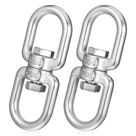 Swivel Carabiner Stainless Steel, 2 PCS Double Eye Swivel Hook Heavy Duty Eye to Eyes Swivels Ring Chain Connector Double Ended Swivels Eyes Hook for Hanging Web Tree Swing Hammock Chair Climbing Rope
