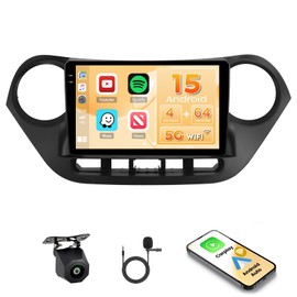 [4+64G] Hikity Android 15 Car Stereo for Hyundai I10 2013-2018 with Wireless Carplay Android Auto, 9'' in-Cell Touch Screen Radio 5G WiFi Bluetooth 5.0 Mirror Link GPS SWC FM/RDS/EQ Backup Cam+Mic