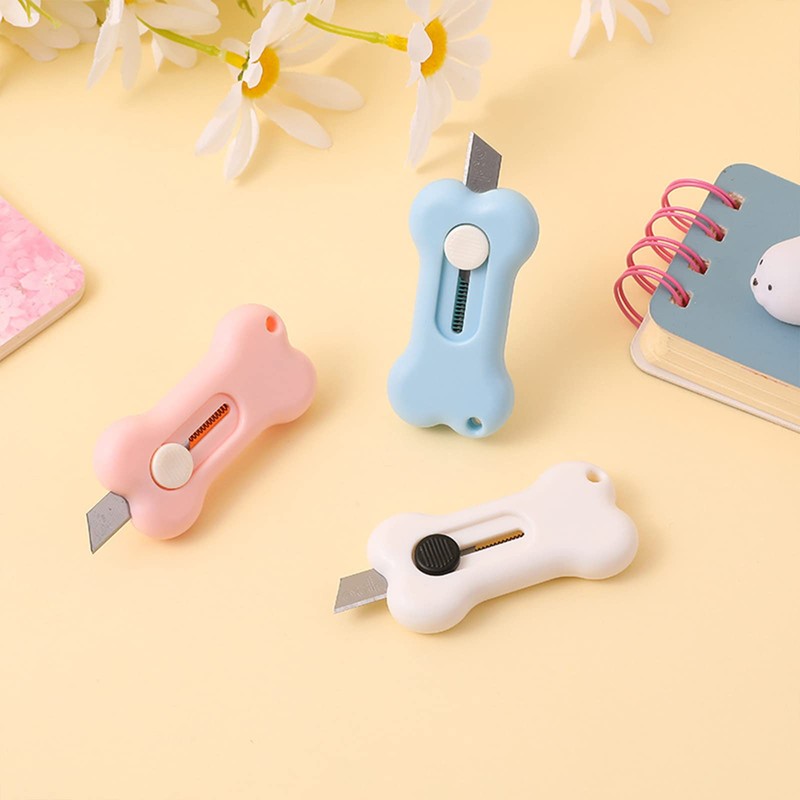 6Pcs Retractable Mini Utility Knife Bones Shaped Box Cutter Cute