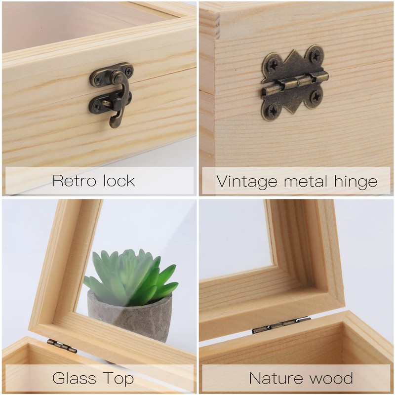 Wooden Box,Extral Large Unfinished Pine Wood Boxes Wooden Storage Box,Rectangle