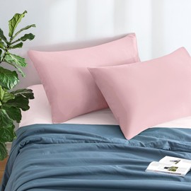 MILVOWOC 2Pcs Brushed Microfiber Standard Pillowcases - 20 x 26 Inch, Dusty Pink Pillow Case Set Non Slip Envelope Pillow Cover with Moisture Absorption and Anti-Wrinkle