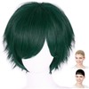 CaseEden 6108 Premium Stylish Cool Short Cosplay Wig Dark Green