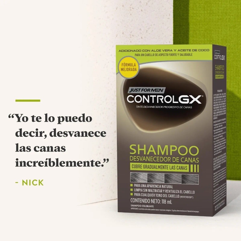 Shampoo Just for Men Control Gx, Desvanecedor Progresivo De Canas,