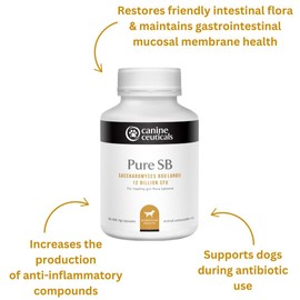 CanineCeuticals - Pure SB - Fridge-Free Probiotic for Dogs - Supports Gut & Immune Health - Survives Antibiotics & Stomach Acid - Reduces Diarrhoea - Enhances Digestive Balance & Microbiome Support