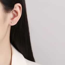 X Shape Earrings Sterling Silver 925 Stud Earrings Cartilage Earrings Cross Earrings Tiny Earrings Piercing Stud Earrings Minimalist Jewellery, Silver
