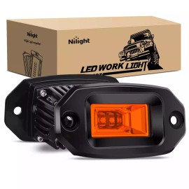 Nilight 4.5Inch 20W Flush Mount Amber Flood LED Work Light (Pair)