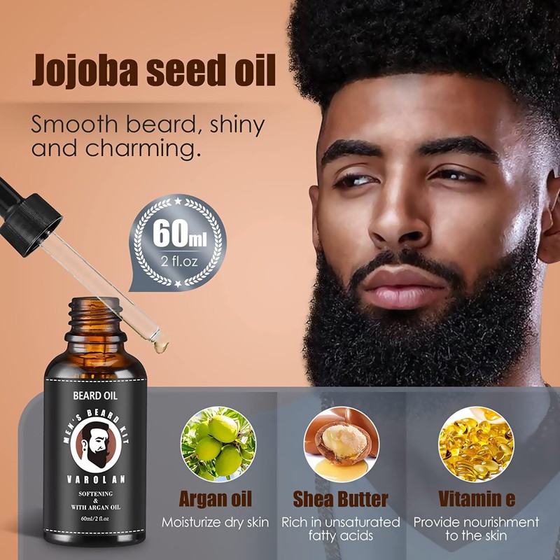 Varolan Beard Growth Kit 100% Natural Grooming Kit Argan Oil