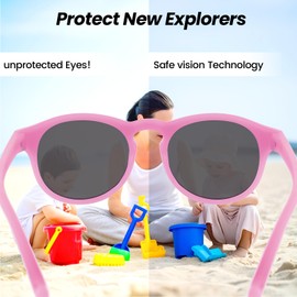 HECCEI Baby Polarized Sunglass,Pebble ColorShift Infant UV Protection Sunglasses For Newborn 0-24 Months Boys Girls