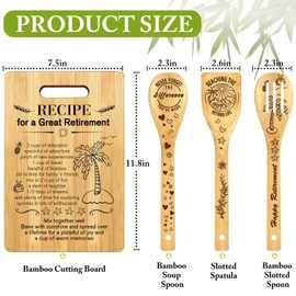 Shellspace Retirement Gifts for Women, Unique Recipe Cutting Board Set for Retirement Woman Men, Coworker Leaving Gifts Going Away Gifts, Happy Retirement Gift for Coworker Boss Leader Friends