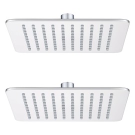 AONEON Waterfall Showerhead Stainless Steel 8-Inch Bathroom Overhead Rainfall Shower Head with Adjustable Angle High Flow, 2 Pack Chrome SH002CH-D8-P2