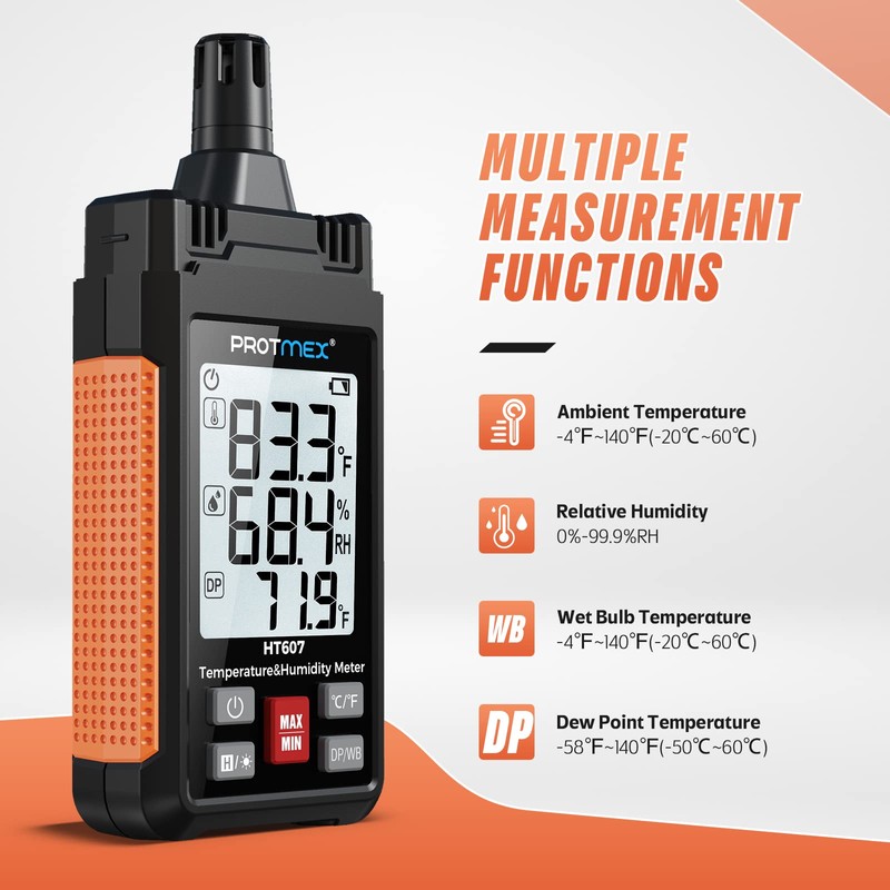 Protmex HT607 Temperature Humidity Meter High Precision Digital Hygrometer with