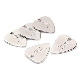 Púas De Guitarra De Metal Plateadas Ld02, Cómodas y Antideslizantes Para Guitarra Acústica y Clásica, Agujero Para Colgante, Accesorio Esencial Para Músicos