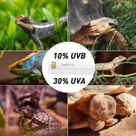 Hypool T8 Strip UVB UVA Reptile Lighting Fixture with 18-Inch 15 Watt UVB 10.0 Fluorescent Bulb Combo Kit, 10-Percent UVB Desert Pet Habitat Light for Reptiles Amphibian, 1 Pack, White