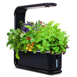 Elevon Hydroponic Growing System, 12-Pod Indoor Garden with LED Grow Light & Height-Adjustable Stand, Quiet Smart Pump Germination Kit, Fresh Harvest Hydroponic Planter for Herbs/Vegetables, Black