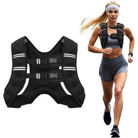 Weighted Vest, 6lb/8lb/12lb/16lb/20lb/25lb/30lb Weight Vest for Men Women, Body Weight Vests Adjustable with Reflective Stripe for Strength Training, Running, Training Workout, Jogging, Walking Fitness - Colour: Black, Size: 12 LB