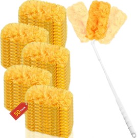 50 Stück Staubmagnet Nachfüllpack Set, mit 1 180° Teleskopstange, Staubwedel Nachfüllpack, Duster Staubmagnet Zur Entfernung von Tierhaaren, Staub und Schmutz