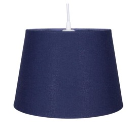 Traditional 8 Inch Midnight Blue Linen Fabric Drum Table/Pendant Lamp Shade 40w Maximum | Inner Luxurious Matching Cotton Lining | 20cm Bottom Diameter by Happy Homewares