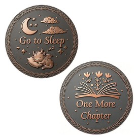 Funny Destiny Flip Coins GO to Bed Decision Coin One More Chapter Double-Sided Decision Coin Flip Coin for Game Book Lover Reader Teenager Men Women Birthday