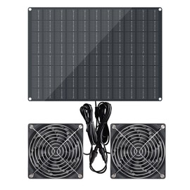 Solar Powered Fan, 15W Waterproof Solar Panel Exhaust Intake Monocrystalline Fan with 9.8Ft On/Off Cable for Outside/Inside Shed, Chicken Coop, Coop&Warehouse&Greenhouse, Doghouses Cooling Ventilation