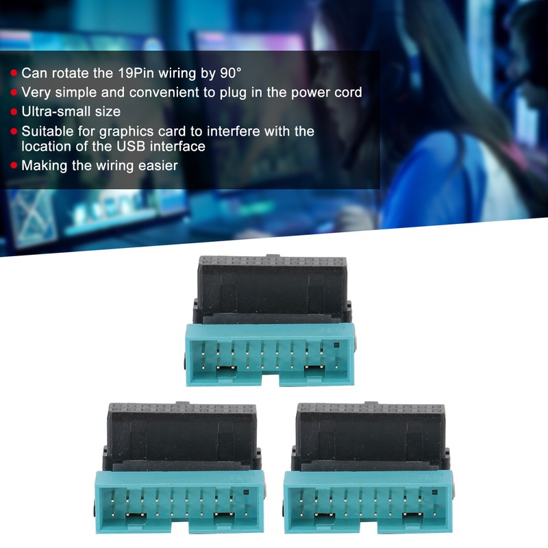3Pcs Mainboard Power Adapter 19Pin to 90 Degree Connector DIY