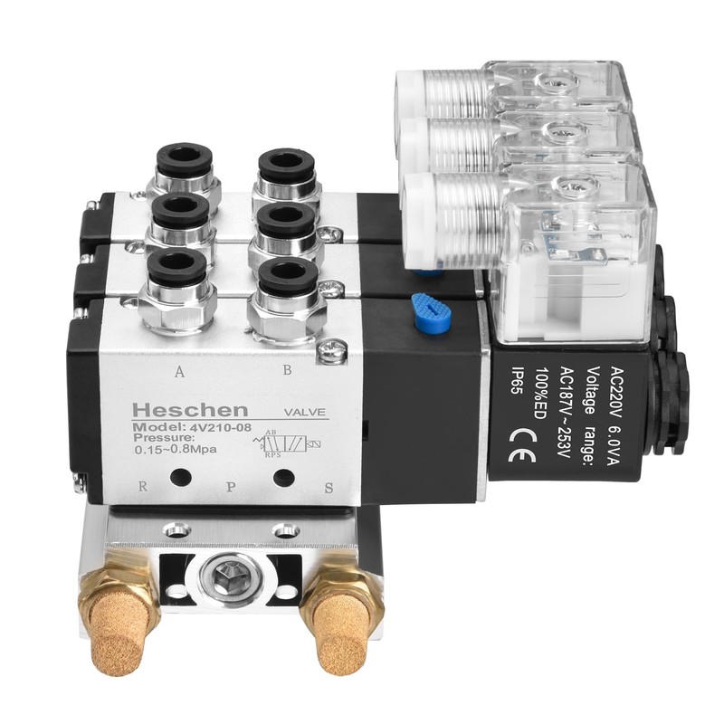 Heschen Electrical Pneumatic Triple Solenoid Valve 4V210-08 AC220V PT1/4 5