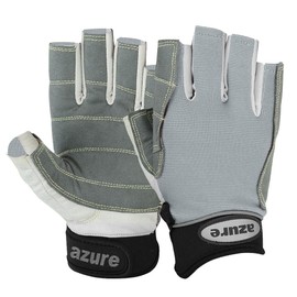 Azure sailing Gloves STOPWATCH FRIENDLY STRONG STITCHING,Best enforced PALM, Breathable -Cut Finger (Grey Large)