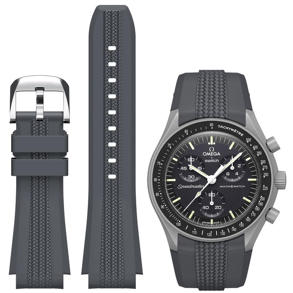 REBANDACE Strap for Moonswatch Watch,No Gap Silicone Strap for Omega