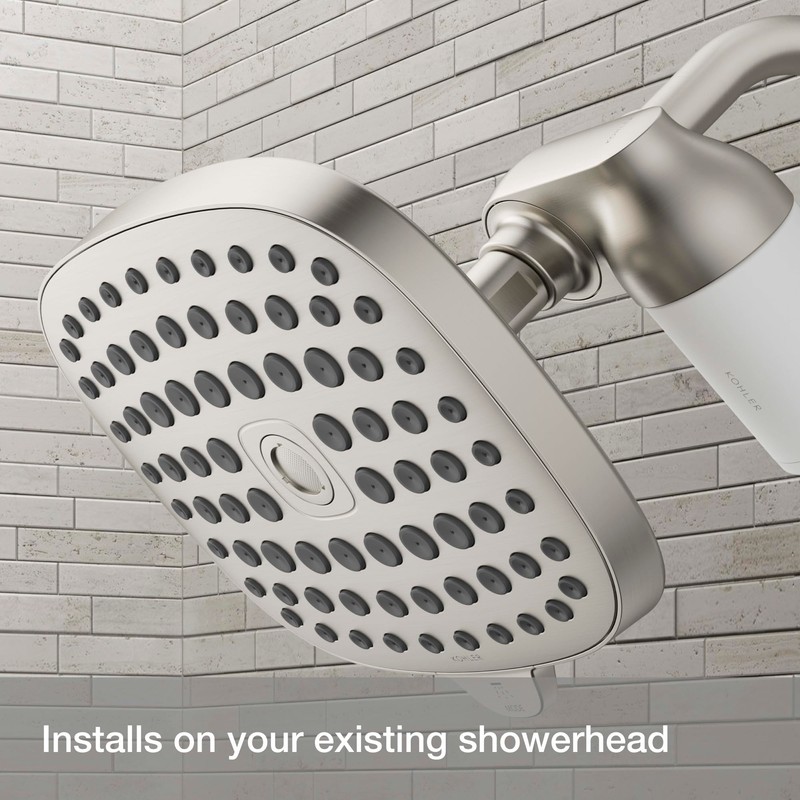 KOHLER R24670-G-BN Aquifer Filtered Showerhead with Water Filter System, Multifunction