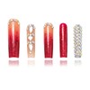 FORBELOVED NAILS,Luxury Ombre Red Glitter Gems Handmade Press On Nails,Long