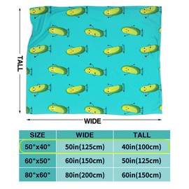 CONLIN Pickle Blanket Pickles Gifts for Women Girls Boys 50"X 40", Soft Flannel Cozy Lap Throw Blanket for Kids Adults, Funny Dill Pickles Theme Blanket for Pickle Lovers Birthday