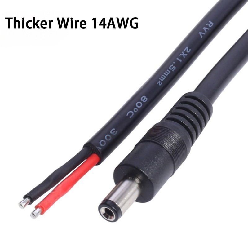 Jienk 2Pcs 1FT 14AWG 15A 12V DC Power Pigtails Cable,