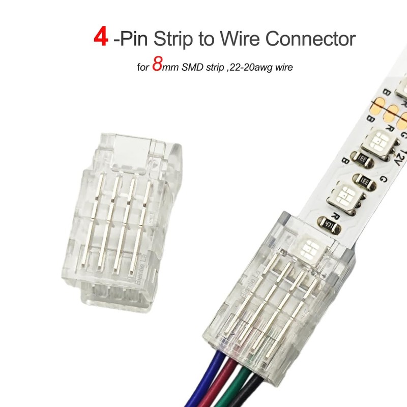 Biantie La 4-Pin LED Strip Connector for 8mm SMD RGB