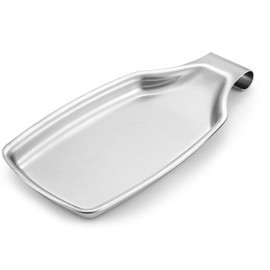 Stainless Steel Spoon Rest for Kitchen Stove Top, Herogo Large Cooking Utensil Spatula Ladle Holder with Square Bottom, Home Accessories for Kitchen Countertop, Heavy Duty, Dishwasher Safe