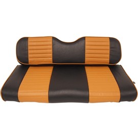 Huskey Front Golf Cart Seat Covers for EZGO RXV Freedom RXV 2008+ Gas and Electric Models, Two-Toned Black with Buckskin Stripe & Piping, Custom Fit, 1/2" Padding, Marine Grade Vinyl