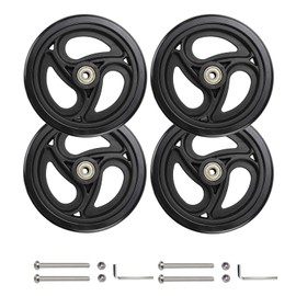 Yuqim 4 Pcs 6" Replacement Wheels for Rollator Walker Wheelchairs Walker Wheels Replacement Drive Rollator Wheels Parts(Black, 6 Inch)