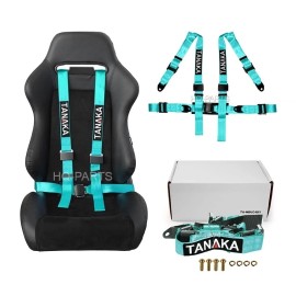 TANAKA 1 TANAKA UNIVERSAL MINT GREEN 4 POINT EZ RELEASE BUCKLE RACING SEAT BELT HARNESS