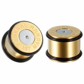 TBOSEN 1 Pair of Gold Cylinder Classic Simple Style Tunnel Stud Gauges Expander Piercing Fashion Gift 2g-1 Inch in 6 mm - 25 mm
