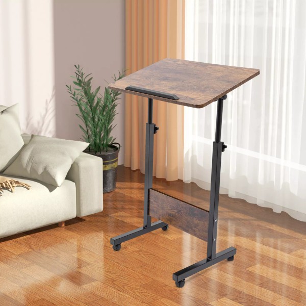 Adjustable Height Standing Desk Portable Rolling Computer Stand with 4