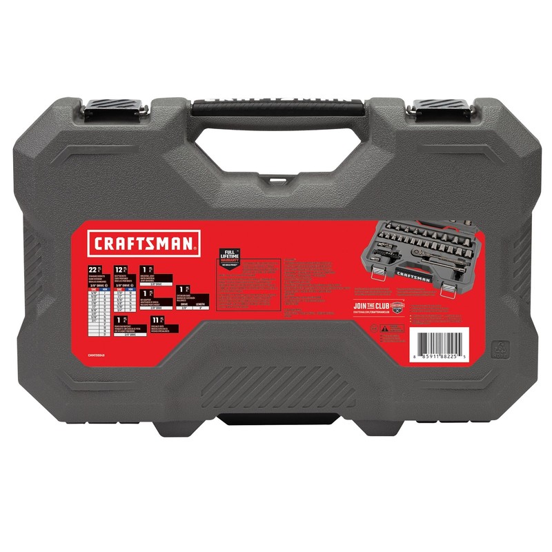 CRAFTSMAN OVERDRIVE 49-Piece Gunmetal Chrome Mechanics Tool Set, Standard SAE/Metric