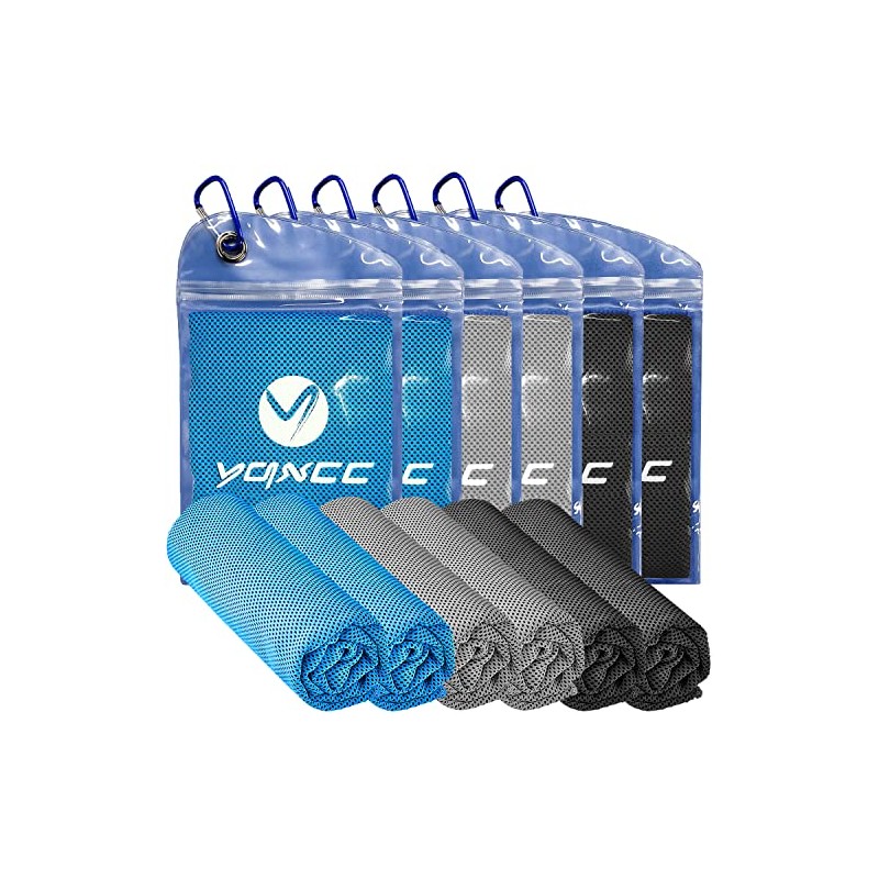 Cooling Towels 6 Pack, YQXCC Soft Microfiber Quick Dry Towels