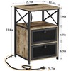 VECELO Dust Grey End Table with USB Ports and Outlets,24