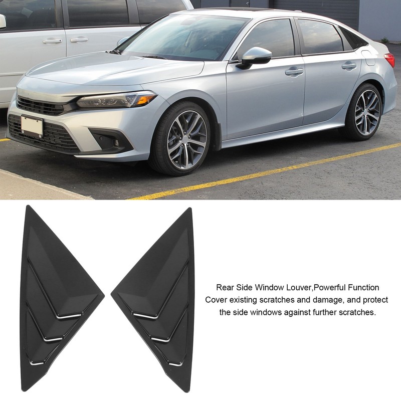 2pcs Rear Left Right Window Louver Bright Black Side Window
