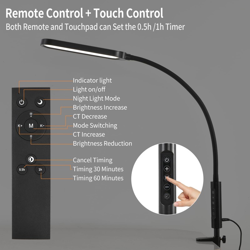 Clamp on Lamp, LUJOLUMIN LED Desk Lamp, 18W, 3000 LMS,