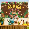 Luau Party Decorations Hawaiian Aloha Backdrop Banner Tropical Tiki Totem