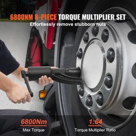 Happybuy Torque Multiplier: Heavy-Duty Wrench Set, 1-Inch Drive, 6800N.m, 8 Sockets, Storage Case, for Vehicles