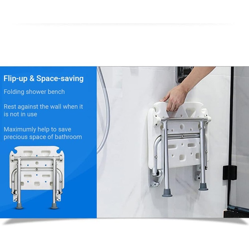 Banco de ducha plegable Tempaky abatible con soporte para regadera